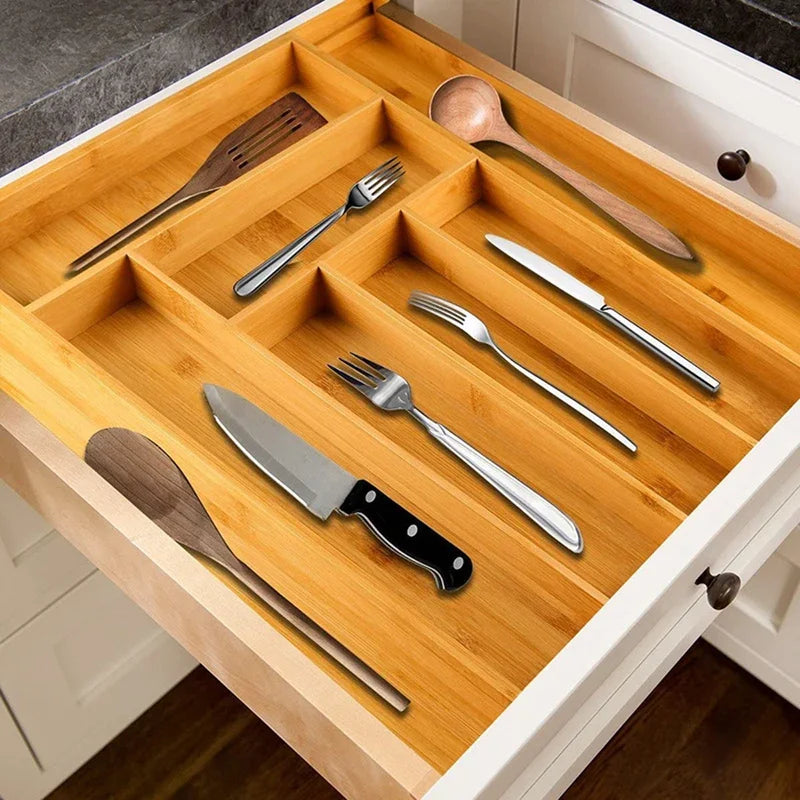 Bamboo Drawer Organizer – Expandable Cutlery Tray