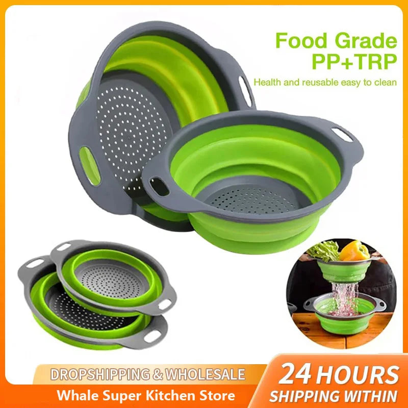 Collapsible Silicone Colander & Drain Basket