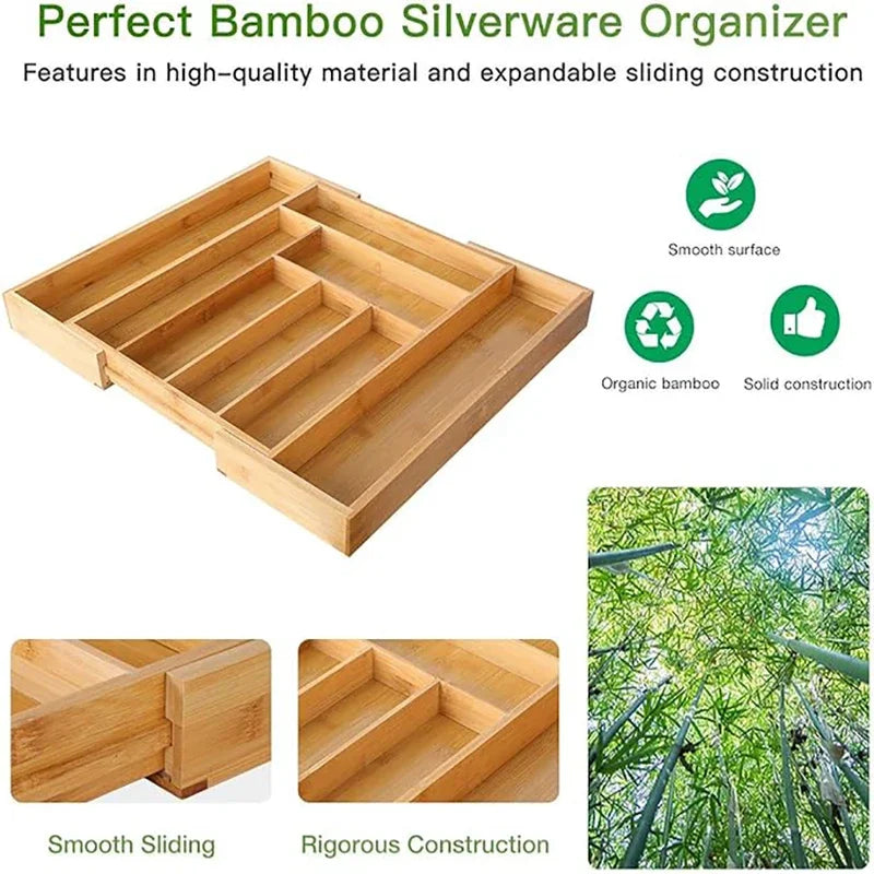 Bamboo Drawer Organizer – Expandable Cutlery Tray